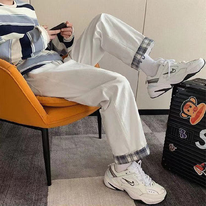 Pantalones Cargo de Denim de Cintura Alta y Nueve Puntos