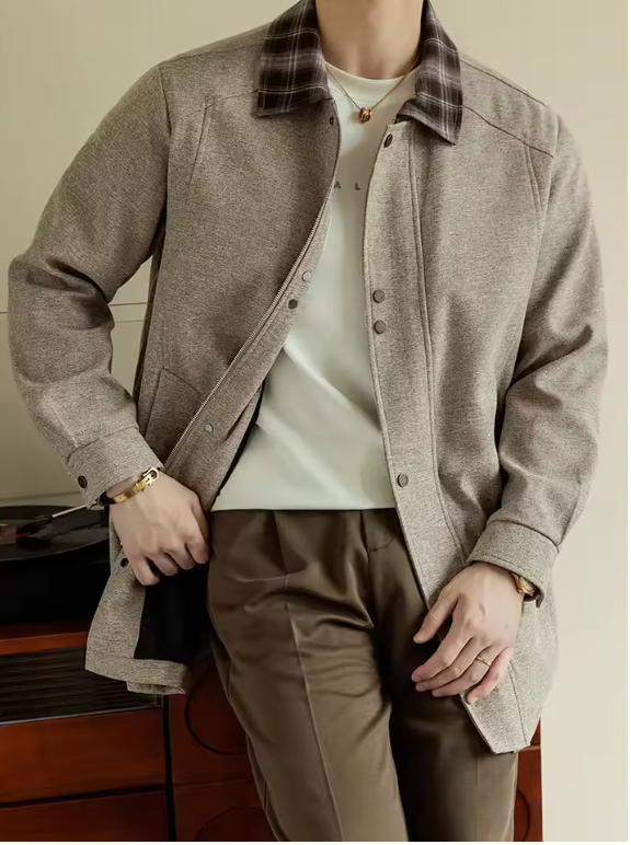 Gabardina talla grande para hombre estilo old money