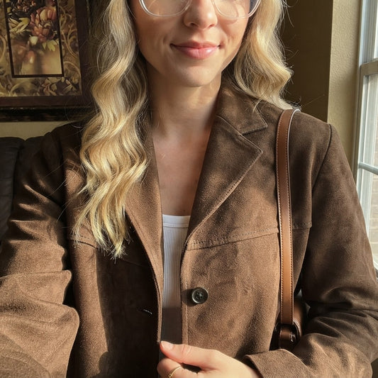 Brown Suede Faux Leather Jacket